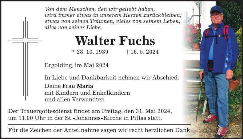 Traueranzeige Walter Fuchs