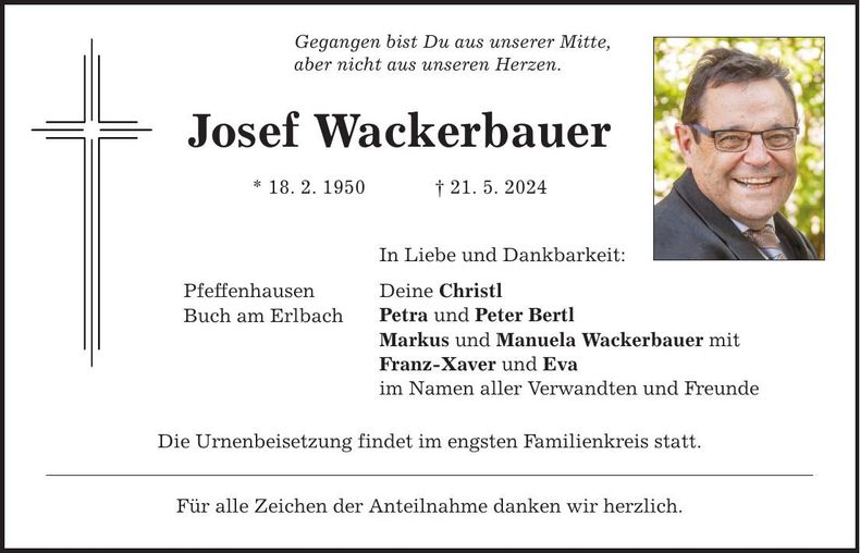 Traueranzeige Josef Wackerbauer