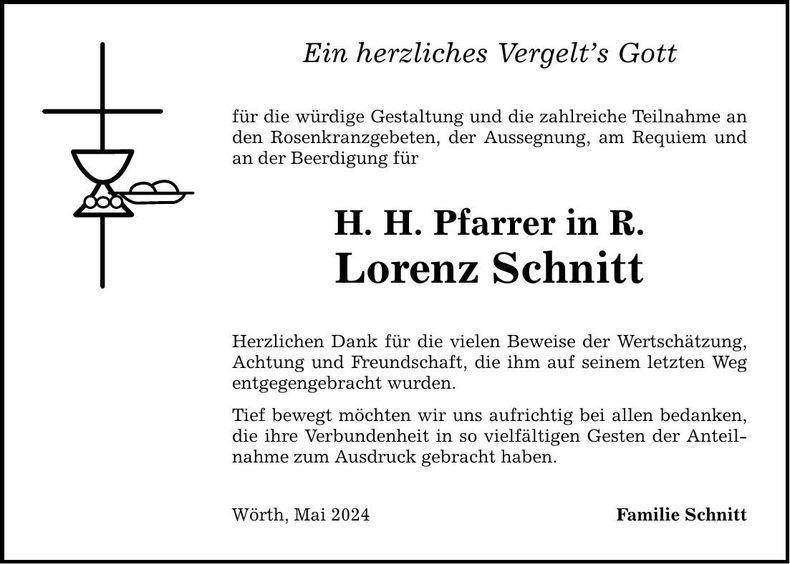 Traueranzeige Lorenz Schnitt