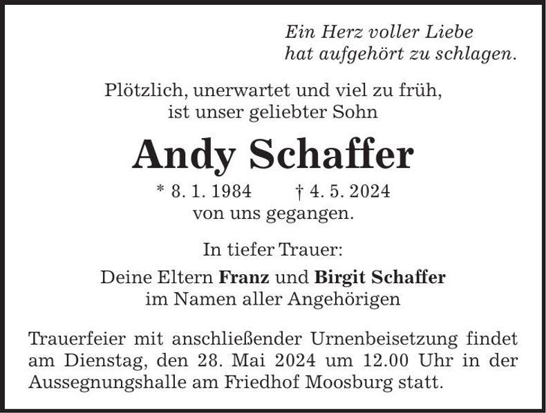 Traueranzeige Andy Schaffer