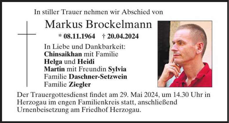 Traueranzeige Markus Brockelmann