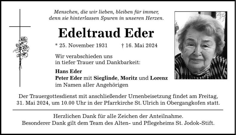 Traueranzeige Edeltraud Eder