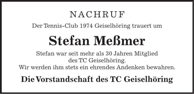 Traueranzeige Stefan Messmer