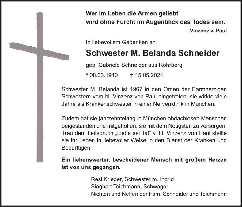 Traueranzeige Gabriele Schneider