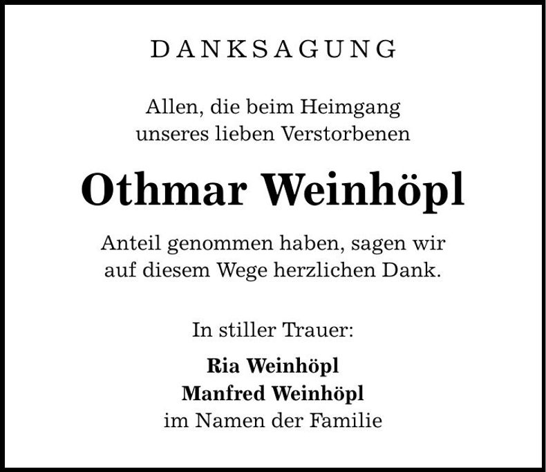 Traueranzeige Othmar Weinhöpl