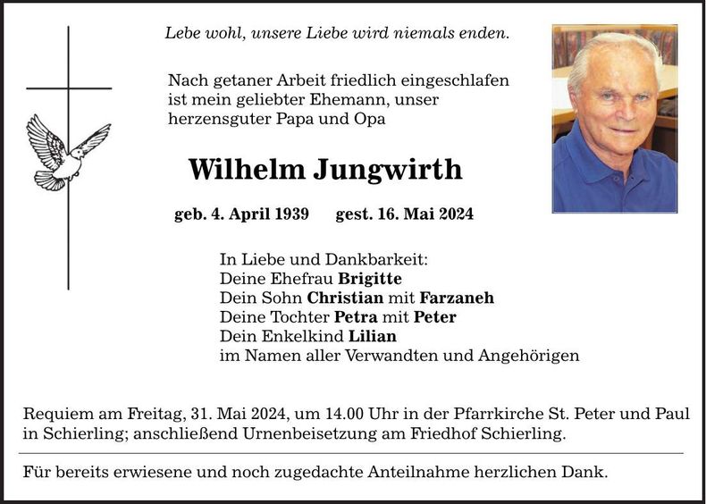 Traueranzeige Wilhelm Jungwirth