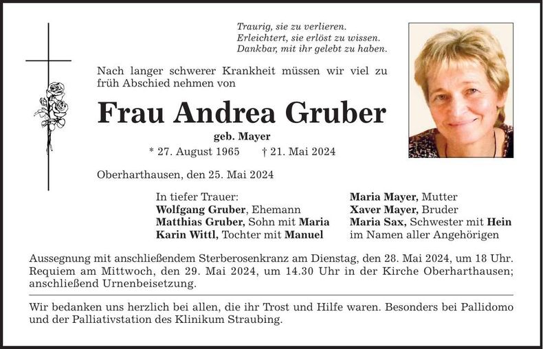 Traueranzeige Andrea Gruber