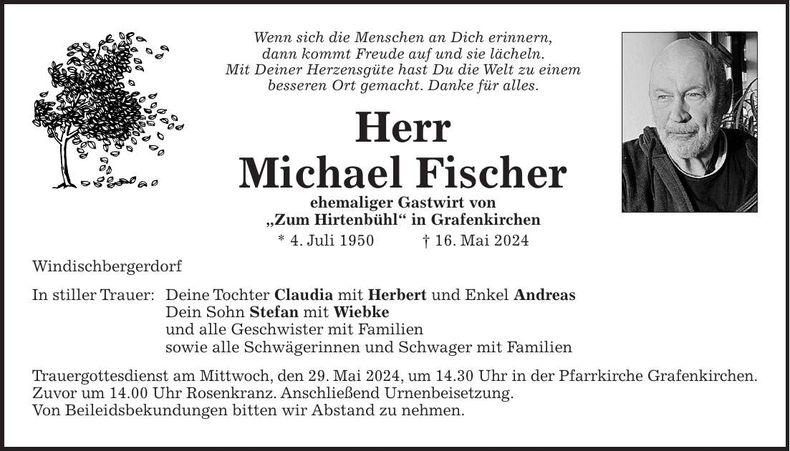 Traueranzeige Michael Fischer