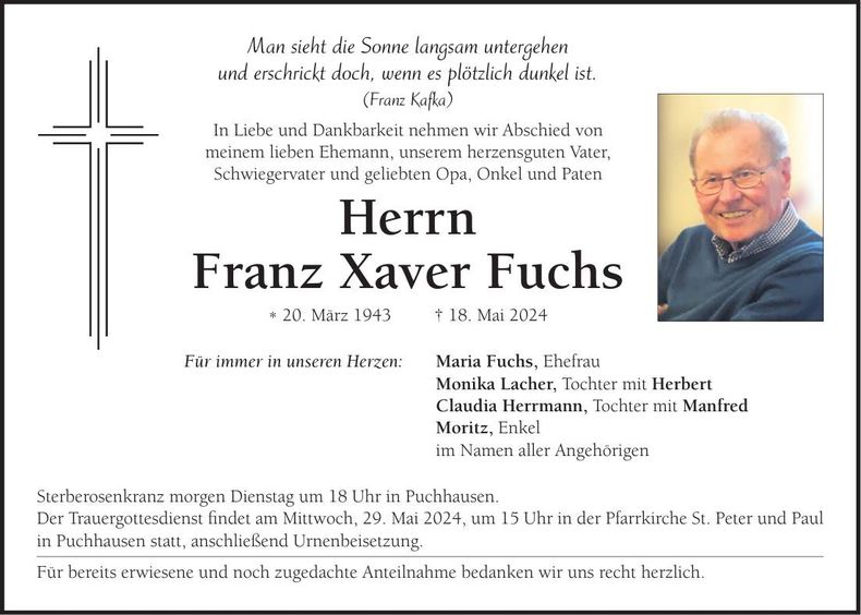 Traueranzeige Franz-Xaver Fuchs