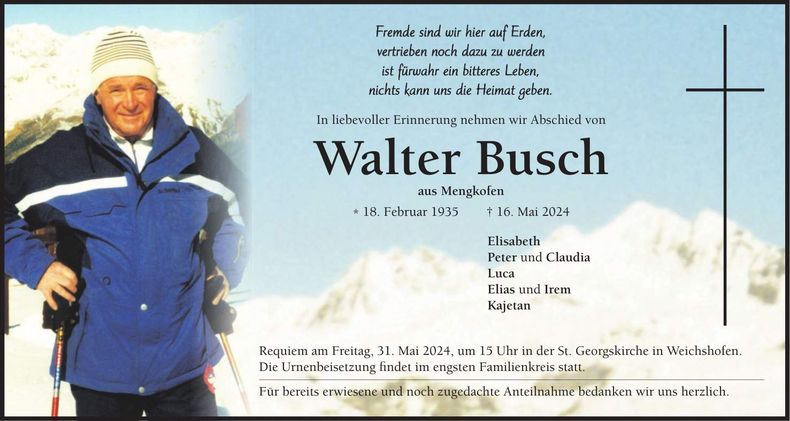 Traueranzeige Walter Busch