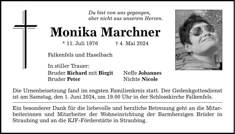 Traueranzeige Monika Marchner