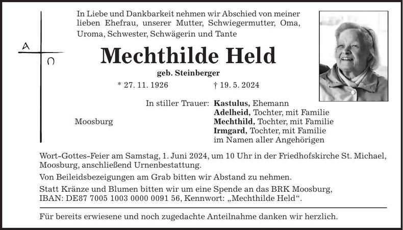 Traueranzeige Mechthilde Held