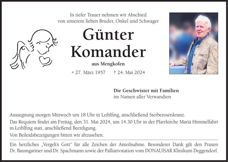 Traueranzeige Günter Komander