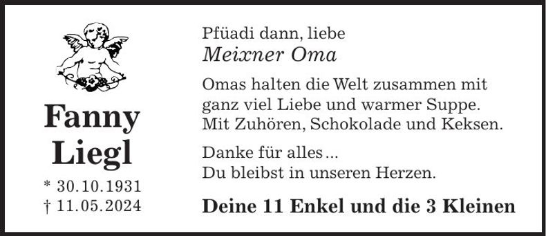 Traueranzeige Franziska Liegl
