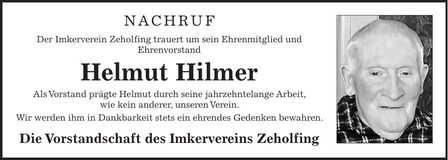 Traueranzeige Helmut Hilmer