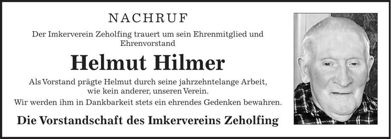 Traueranzeige Helmut Hilmer