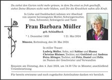 Traueranzeige Barbara Müller
