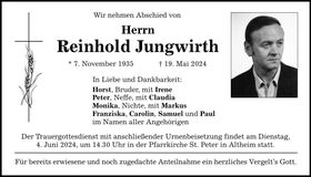 Traueranzeige Reinhold Jungwirth