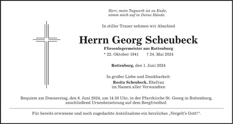 Traueranzeige georg Scheubeck