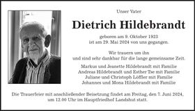 Traueranzeige Dietrich Hildebrandt