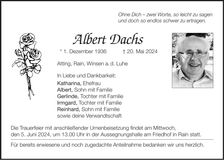 Traueranzeige Albert Dachs