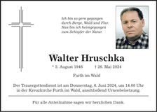 Traueranzeige Walter Hruschka