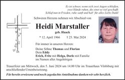 Traueranzeige Heidi Marstaller
