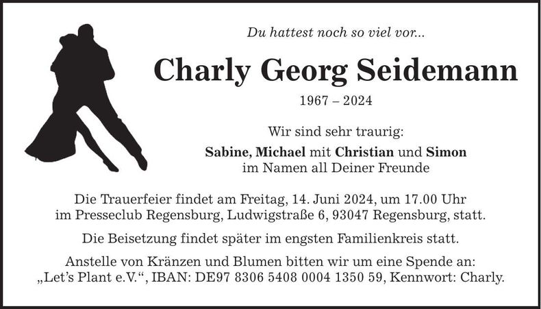 Traueranzeige Georg Seidemann