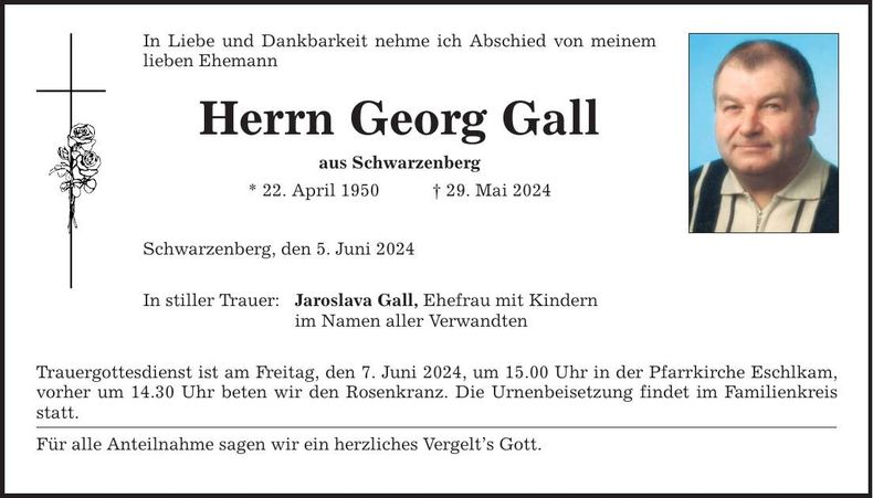 Traueranzeige Georg Gall
