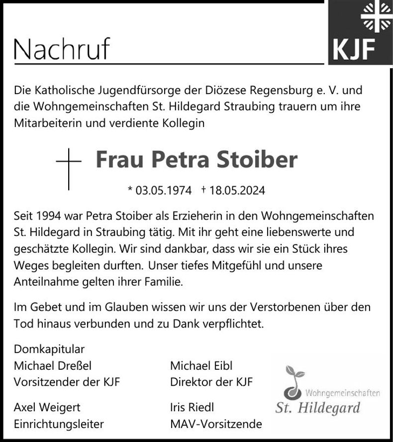 Traueranzeige Petra Stoiber