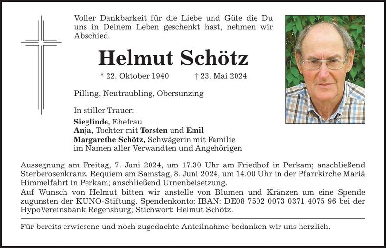 Traueranzeige Helmut Schötz