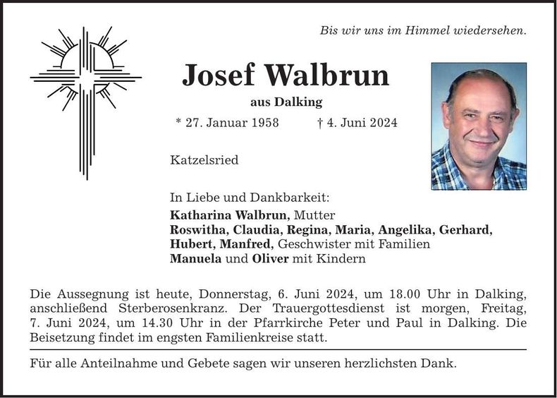 Traueranzeige Josef Walbrun