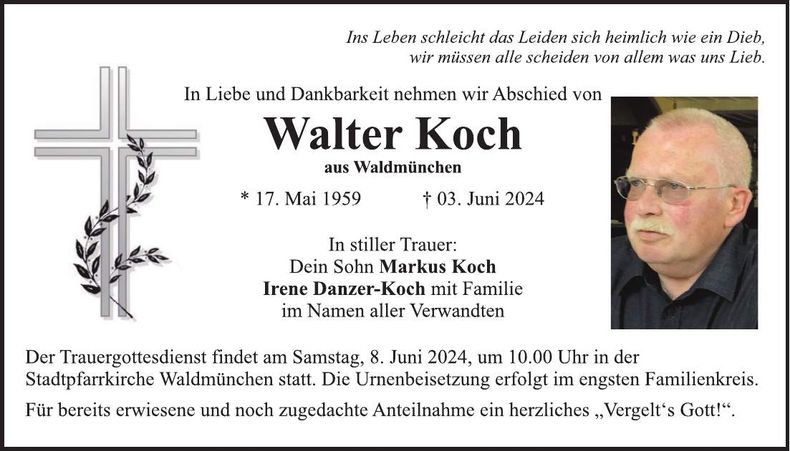 Traueranzeige Walter Koch