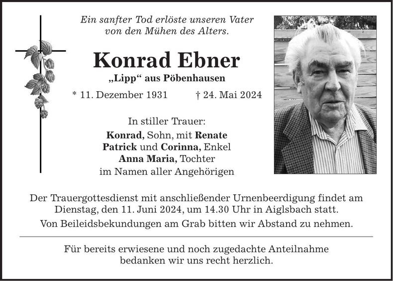 Traueranzeige Konrad Ebner