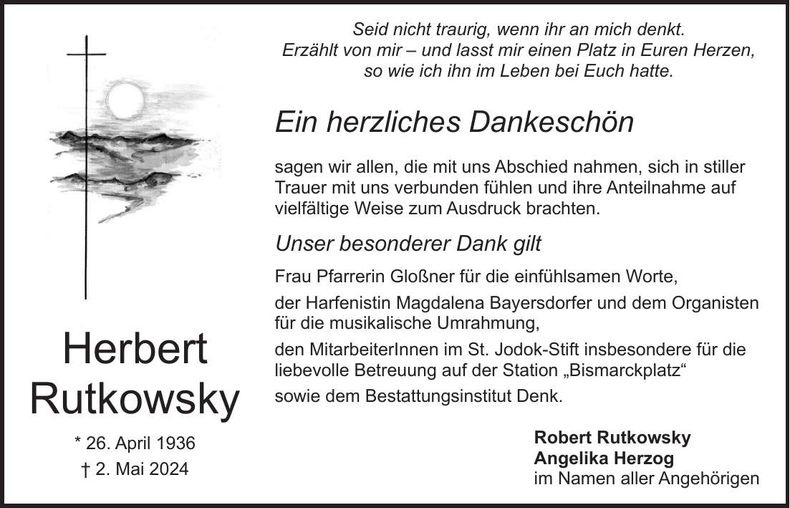 Traueranzeige Herbert Rutkowsky