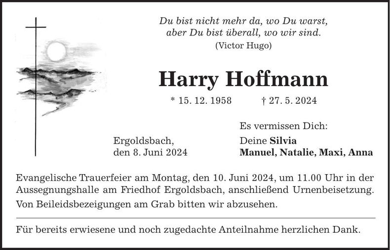 Traueranzeige Harry Hoffmann