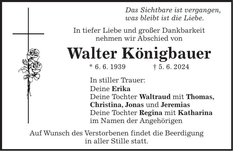 Traueranzeige Walter Königbauer