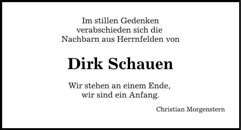 Traueranzeige Dirk Schauen