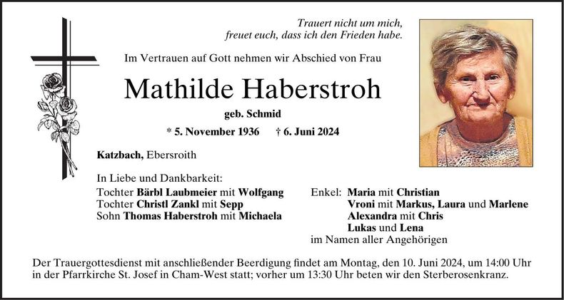 Traueranzeige Mathilde Haberstroh