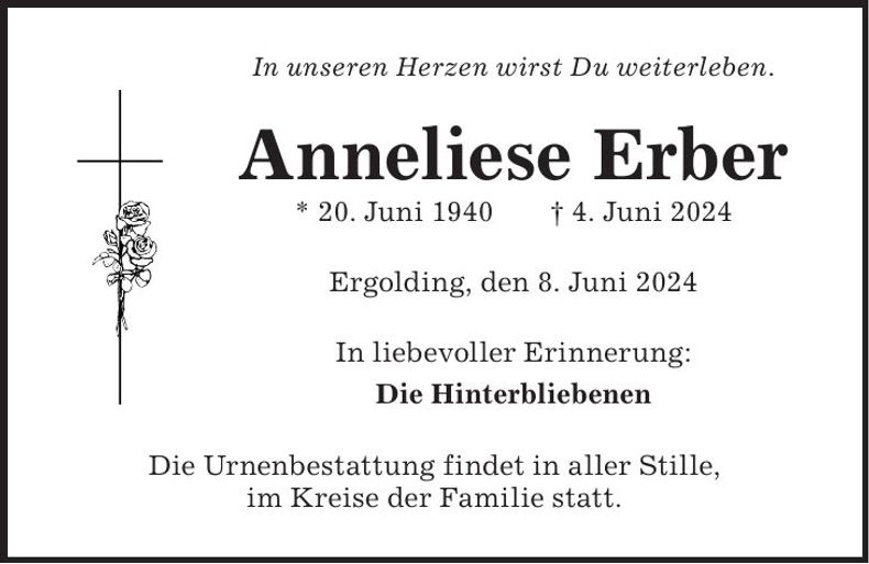 Traueranzeige Anneliese Erber