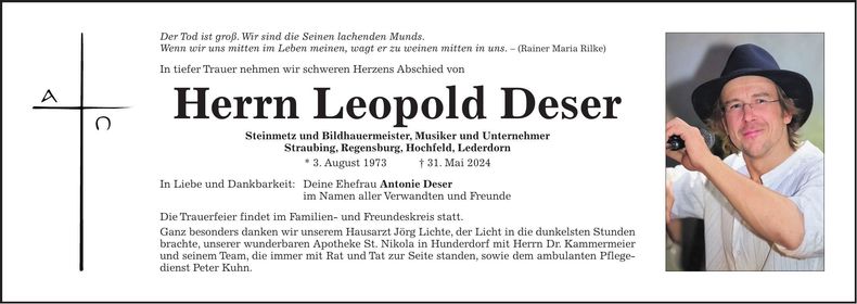Traueranzeige Leopold Deser