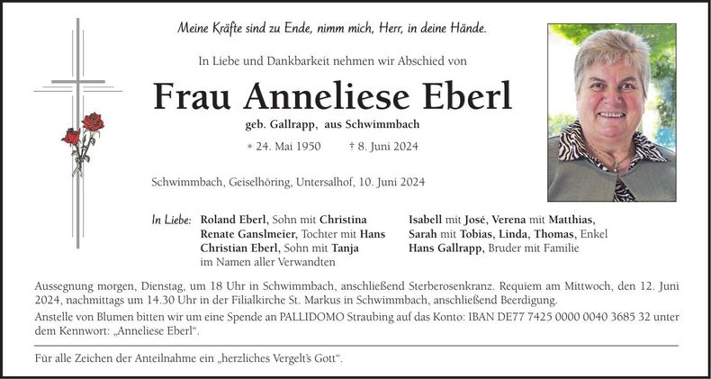 Traueranzeige Anneliese Eberl