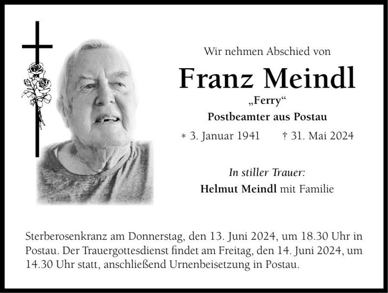Traueranzeige Franz Meindl