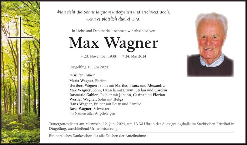 Traueranzeige Max Wagner