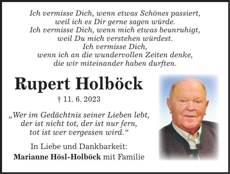 Traueranzeige Rupert Holböck