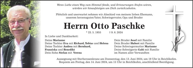 Traueranzeige Otto Paschke