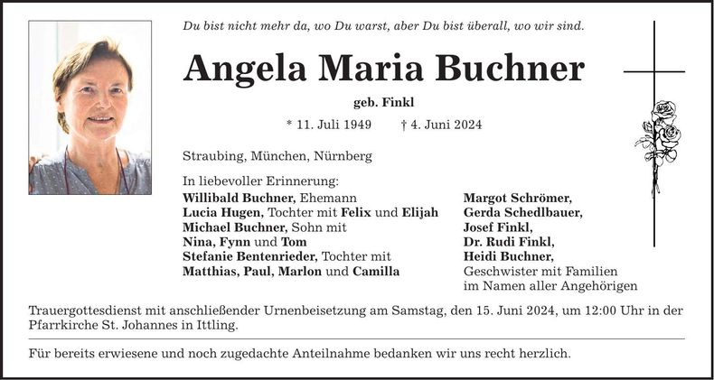 Traueranzeige Angela Maria Buchner