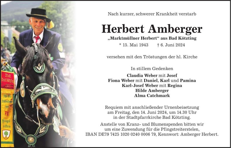 Traueranzeige 'Herbert Amberger