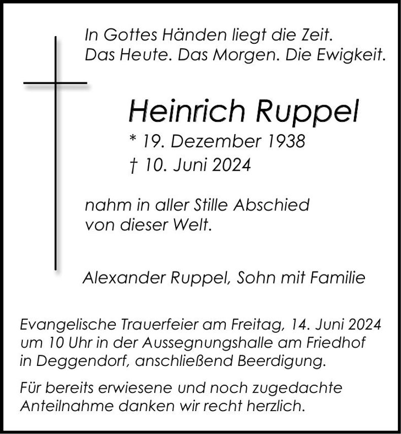 Traueranzeige Heinrich Ruppel