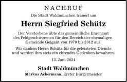 Traueranzeige Siegfried Schütz